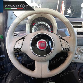 COPPIA INSERTI COMANDI AL VOLANTE IN CARBON LOOK PER FIAT 500 PRE-RESTYLING