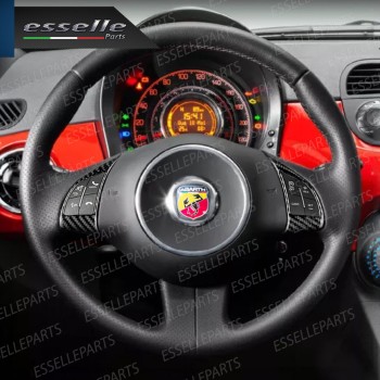 COPPIA INSERTI COMANDI AL VOLANTE IN CARBON LOOK PER ABARTH 500 595 695 PRE-RESTYLING