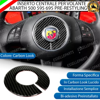 INSERTO CENTRALE PER VOLANTE IN CARBON LOOK PER ABARTH 500 595 695 PRE-RESTYLING