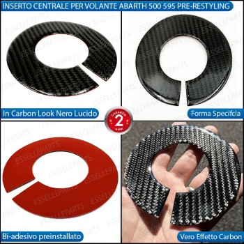 INSERTO CENTRALE PER VOLANTE IN CARBON LOOK PER ABARTH 500 595 695 PRE-RESTYLING