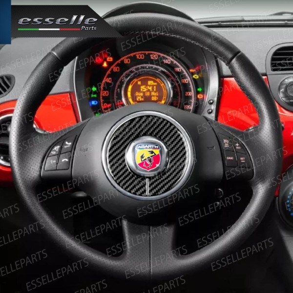 INSERTO CENTRALE PER VOLANTE IN CARBON LOOK PER ABARTH 500 595 695 PRE-RESTYLING