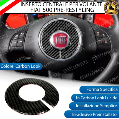 INSERTO CENTRALE PER VOLANTE IN CARBON LOOK PER FIAT 500 PRE-RESTYLING