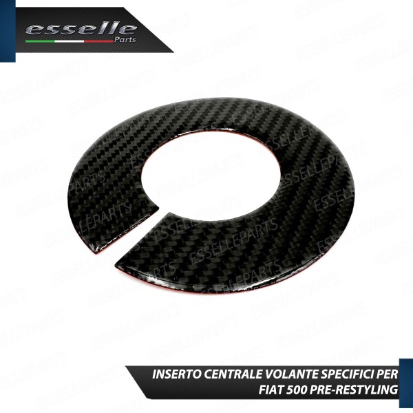 INSERTO CENTRALE PER VOLANTE IN CARBON LOOK PER FIAT 500 PRE-RESTYLING