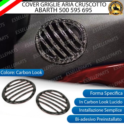 COPPIA COVER GRIGLIE ARIA CRUSCOTTO IN CARBON LOOK PER ABARTH 500 595 695