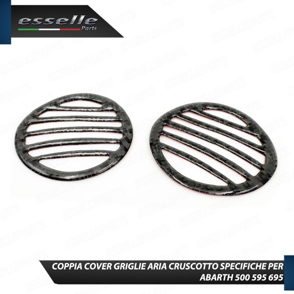COPPIA COVER GRIGLIE ARIA CRUSCOTTO IN CARBON LOOK PER ABARTH 500 595 695