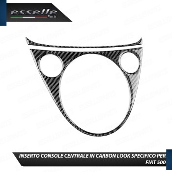 INSERTO CONSOLE CENTRALE LEVA CAMBIO ALZACRISTALLLI IN CARBON LOOK PER FIAT 500