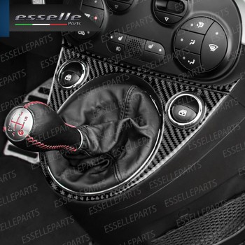 INSERTO CONSOLE CENTRALE LEVA CAMBIO ALZACRISTALLLI IN CARBON LOOK PER FIAT 500