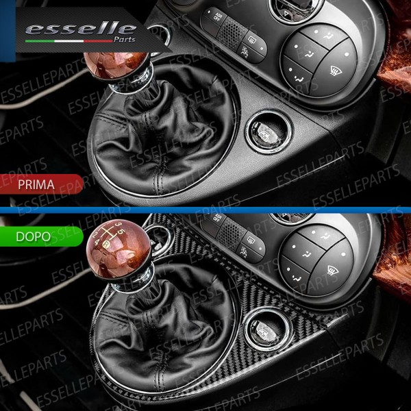INSERTO CONSOLE CENTRALE LEVA CAMBIO ALZACRISTALLLI IN CARBON LOOK PER FIAT 500