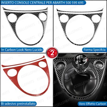 INSERTO CONSOLE CENTRALE LEVA CAMBIO ALZACRISTALLLI IN CARBON LOOK PER ABARTH 500 595 695