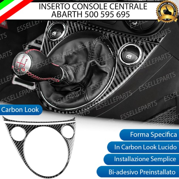 INSERTO CONSOLE CENTRALE LEVA CAMBIO ALZACRISTALLLI IN CARBON LOOK PER ABARTH 500 595 695