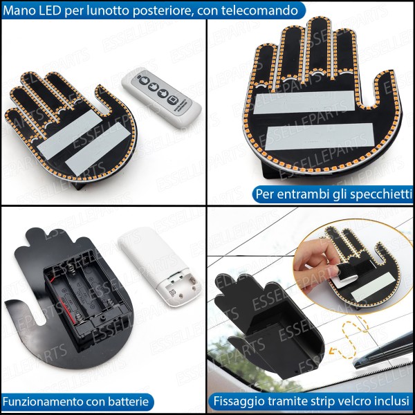 Mano Led Gesti Corna Dito Medio Mano Lunotto Posteriore Auto Con Telecomando