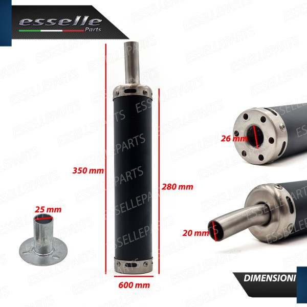 Marmitta Silenziatore Scarico Specifico Per Moto 2 Tempi 50 - 250 cc Nero Opaco