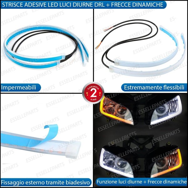 Coppia Strisce Led Luci Diurne DRL + Frecce Dinamiche per Moto,Scooter,Quod BMW