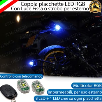 Coppia Placchette Led Rgb Multicolor Luce Fissa o Strobo Per Esterno Moto Scooter Coppia Placchette Led Rgb Multicolor Luce Fissa o Strobo Per Esterno Moto Scooter