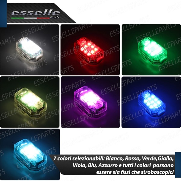 Coppia Placchette Led Rgb Multicolor Luce Fissa o Strobo Per Esterno Moto Scooter