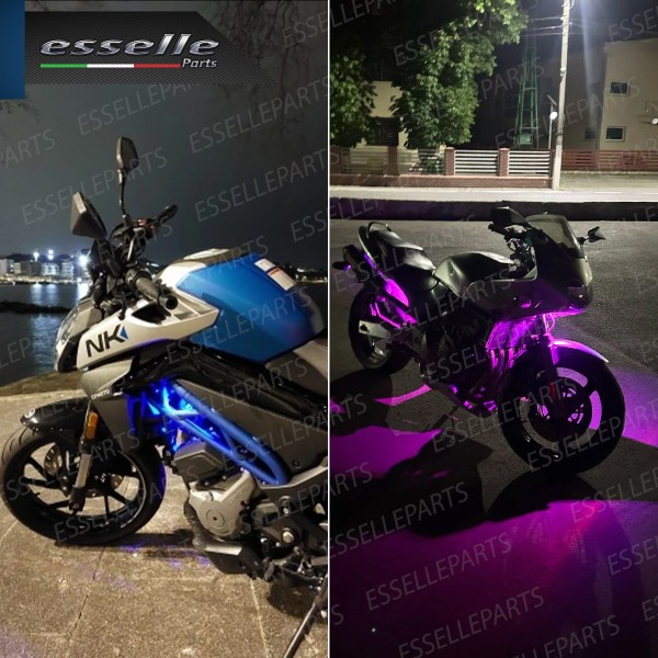 Coppia Placchette Led Rgb Multicolor Luce Fissa o Strobo Per Esterno Moto Scooter