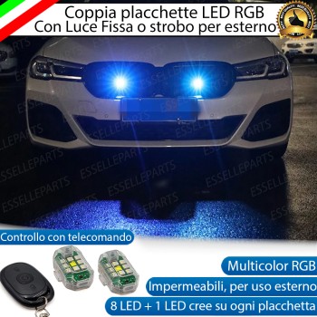 Coppia Placchette Led Rgb Multicolor Luce Fissa o Strobo Per Esterno Auto Coppia Placchette Led Rgb Multicolor Luce Fissa o Strobo Per Esterno Auto
