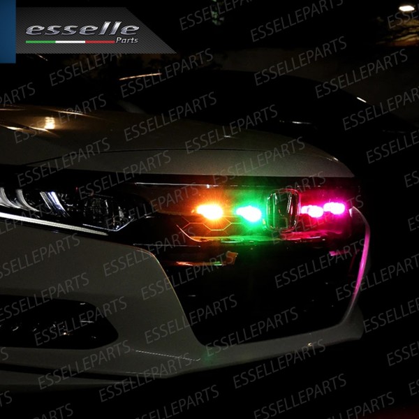 Coppia Placchette Led Rgb Multicolor Luce Fissa o Strobo Per Esterno Auto