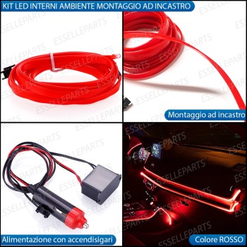 Kit led interni luce ambiente fibra ottica AMBIENT LIGHT - Colore ROSSO per AUDI A3 8P RESTYLING