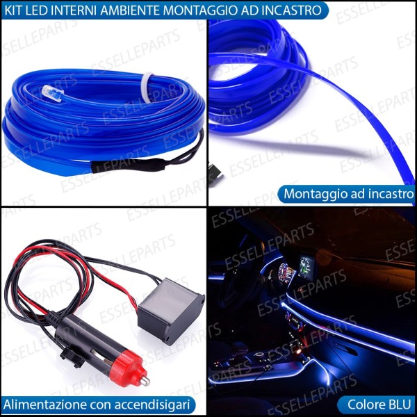 Kit led interni luce ambiente fibra ottica AMBIENT LIGHT - Colore BLU per AUDI A3 8P PRE-RESTYLING