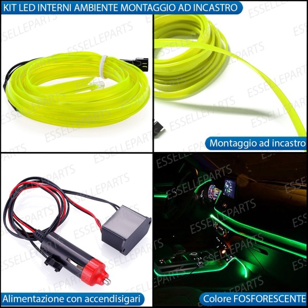 Kit led interni luce ambiente fibra ottica AMBIENT LIGHT - Colore VERDE per AUDI A3 8P PRE-RESTYLING