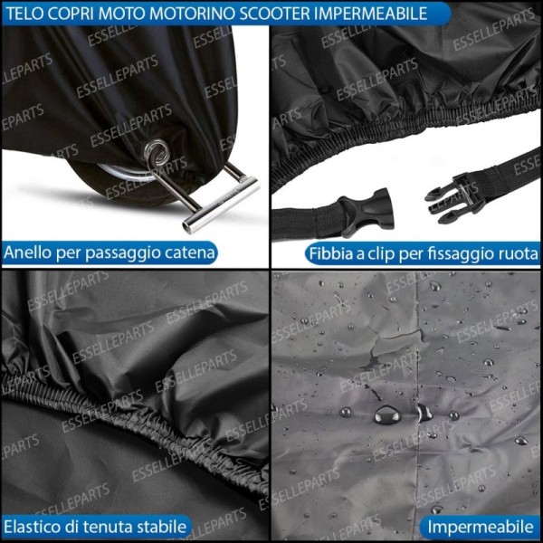 Telo Coprimoto impermeabile in PVC per moto,motorini,scooter Piaggio TAGLIA L