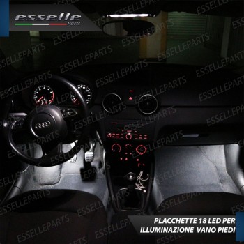 Coppia Placchette da 18 LED Vano Piedi per Seat Leon 3 5F COLORE BIANCO GHIACCIO