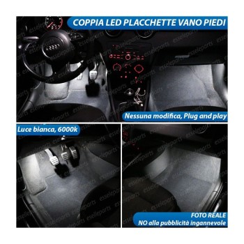 Coppia Placchette da 18 LED Vano Piedi per Seat Leon 3 5F COLORE BIANCO GHIACCIO