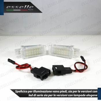 Coppia Placchette da 18 LED Vano Piedi per Skoda Rapid COLORE BIANCO GHIACCIO