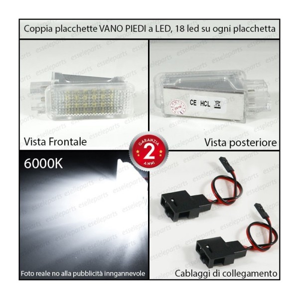 Placchette Vano Piedi LED per Audi A6 C6 COLORE BIANCO GHIACCIO
