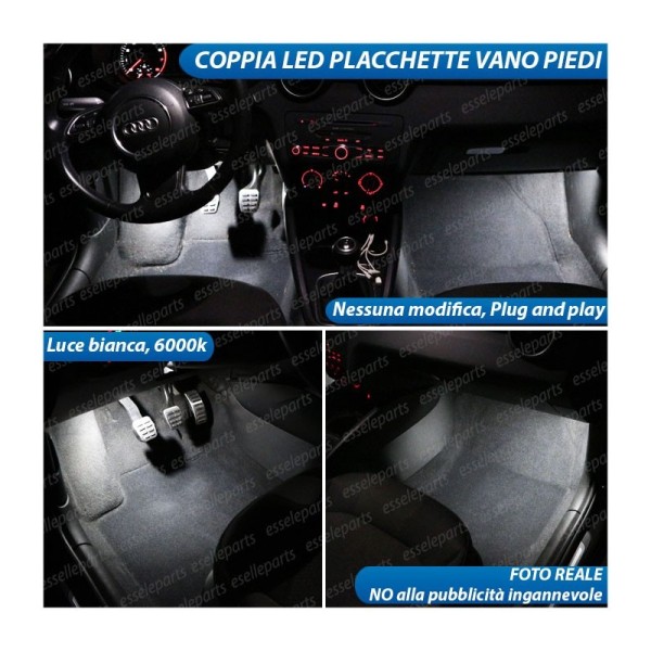 Placchette Vano Piedi LED per Audi A6 C6 COLORE BIANCO GHIACCIO