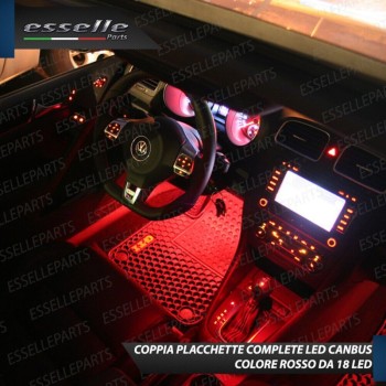 Coppia Placchette da 18 LED Vano Piedi per Skoda Rapid COLORE ROSSO