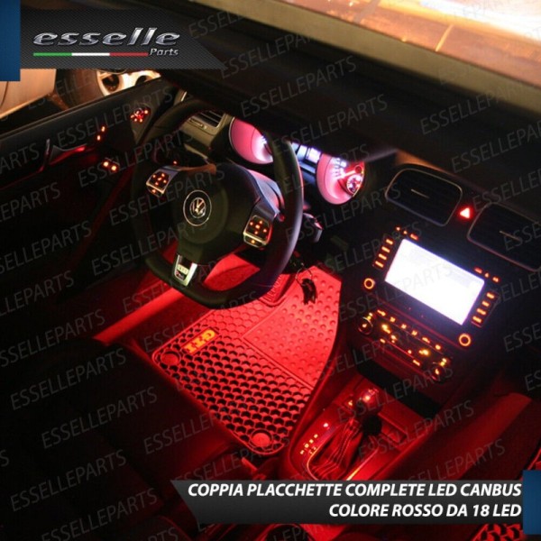 Coppia Placchette da 18 LED Vano Piedi per Volkswagen Golf plus COLORE ROSSO