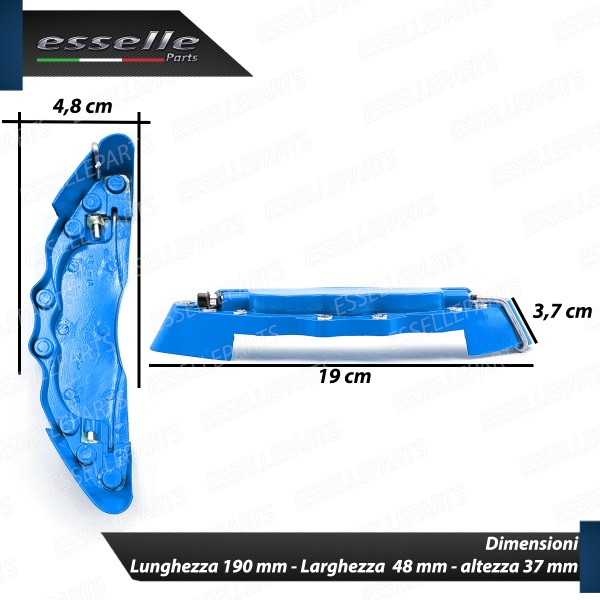 Set Cover Copri Pinze Freni A Disco Blu 19cm In Alluminio Tuning Universali