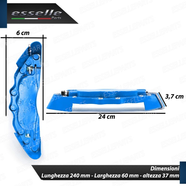 Set Cover Copri Pinze Freni A Disco Blu 24cm In Alluminio Tuning Universali