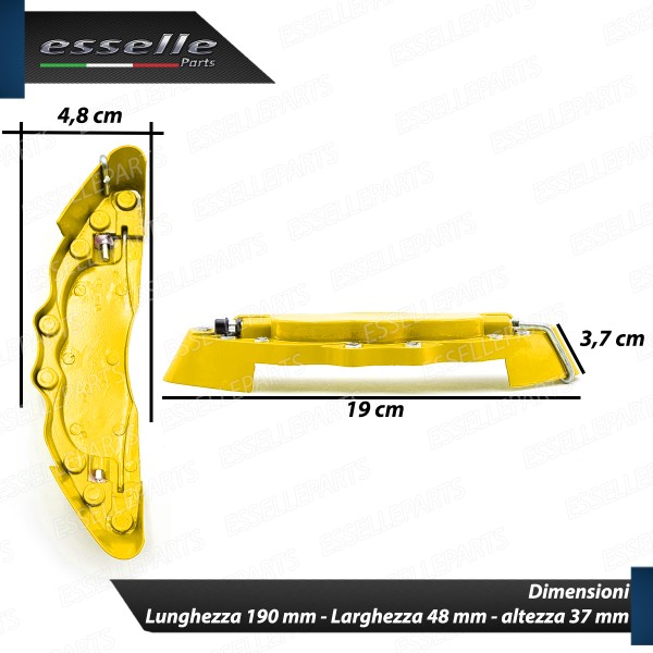 Set Cover Copri Pinze Freni A Disco Giallo 19cm In Alluminio Tuning Universali