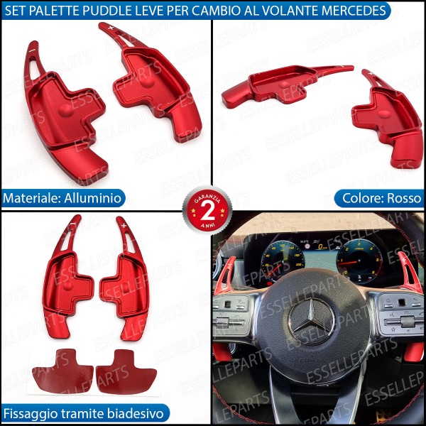 Palette Cambio Al Volante Per Mercedes CLA W118 Alluminio Paddle Leve Colore Rosso