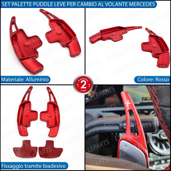 Palette Cambio Al Volante Per Mercedes SLK R172 Alluminio Paddle Leve Colore Rosso