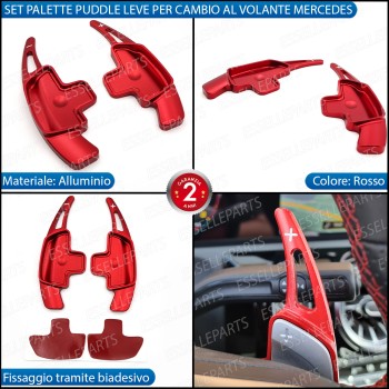 Palette Cambio Al Volante Per Mercedes SLK R172 Alluminio Paddle Leve Colore Rosso