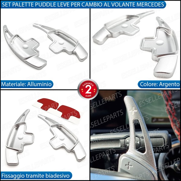 Palette Cambio Al Volante Per Mercedes SLK R172 Alluminio Paddle Leve Colore Argento