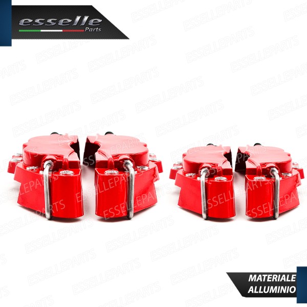 Set 4 Cover Copri Pinze Freni Rosso Anteriore + Posteriore Alluminio