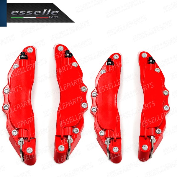 Set 4 Cover Copri Pinze Freni Rosso Anteriore + Posteriore Alluminio