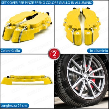 Set Cover Copri Pinze Freni A Disco Giallo 24cm In Alluminio Tuning Universali Set Cover Copri Pinze Freni A Disco Giallo 24cm In Alluminio Tuning Universali