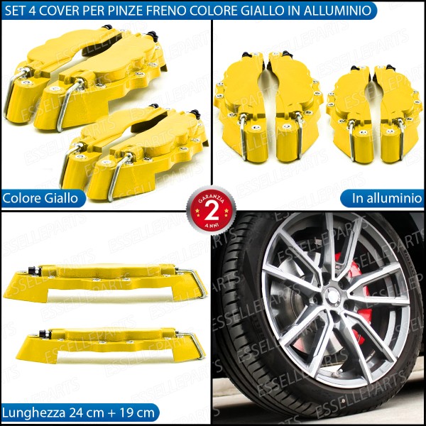 Set 4 Cover Copri Pinze Freni Giallo Anteriore + Posteriore Alluminio
