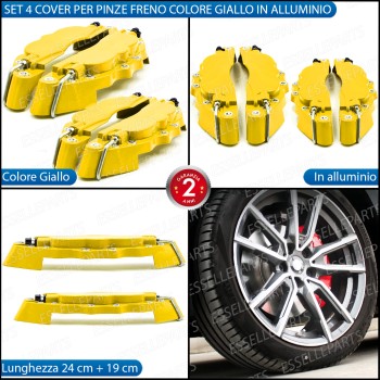 Set 4 Cover Copri Pinze Freni Giallo Anteriore + Posteriore Alluminio Set 4 Cover Copri Pinze Freni Giallo Anteriore + Posteriore Alluminio