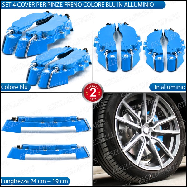 Set 4 Cover Copri Pinze Freni Blu Anteriore + Posteriore Alluminio