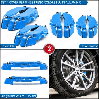Set 4 Cover Copri Pinze Freni Blu Anteriore + Posteriore Alluminio Set 4 Cover Copri Pinze Freni Blu Anteriore + Posteriore Alluminio