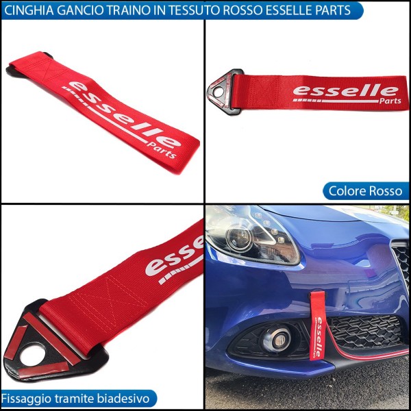 Cinghia Gancio Traino -COLORE ROSSO- Con Fibia " Esselle Parts "