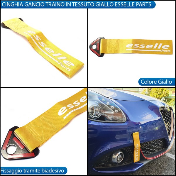 Cinghia Gancio Traino -COLORE GIALLO- Con Fibia " Esselle Parts "