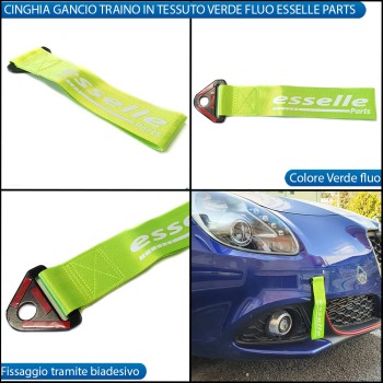 Cinghia Gancio Traino -COLORE VERDE- Con Fibia " Esselle Parts "